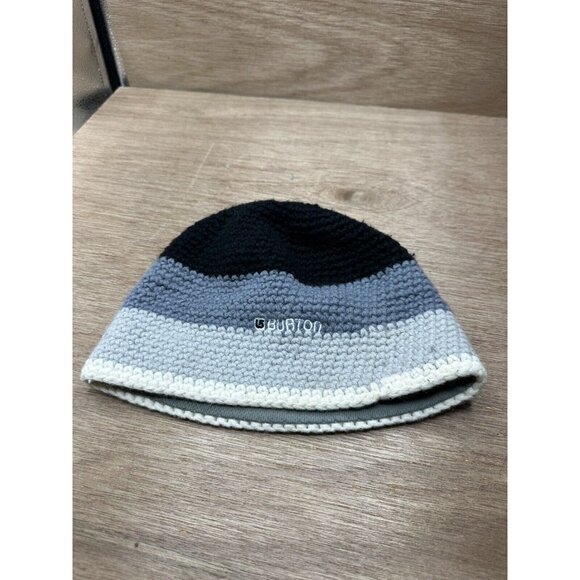 Burton Snowboards Wool Beanie Gray Black White Knit - Picture 1 of 3